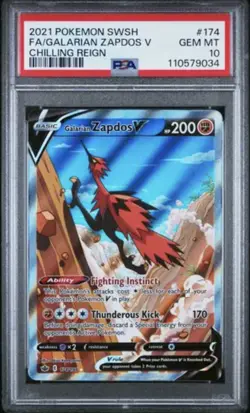 The Pokemon Company Galarian Zapdos V Alt Full Art 174/198 Holo PSA 10 2021 - Image 1