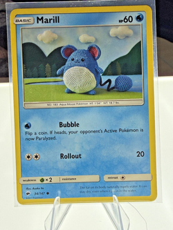 Pokemon Marill **Unique Art Work** 34/147 Common Burning Shadows Near Mint - Image 1