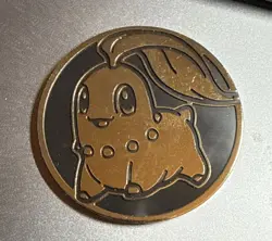 Official Pokemon Chikorita Coin Gold Black TCG Coin Promo Collectible - Image 2