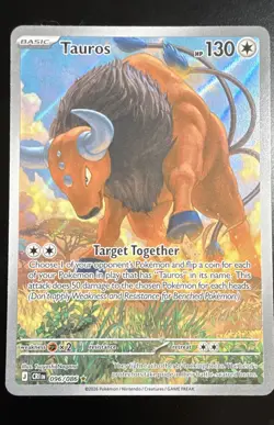 Full Art Tauros 096/086 Me04: Chaos Rising Holo Ultra Rare Pokemon Near Mint - Image 1