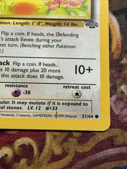 Pokemon - 1x Eevee 51/64 - Jungle Error/Misprint Ink Line NM/LP - Image 3