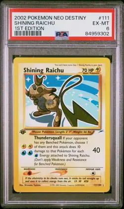 Shining Raichu 111/105 1st Edition Neo Destiny Holo PSA 6 - Image 1