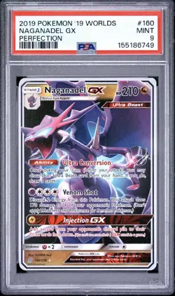 POP 6! 2019 POKEMON WORLD CHAMPIONSHIP PERFECTION NAGANADEL GX PSA 9 - Image 1
