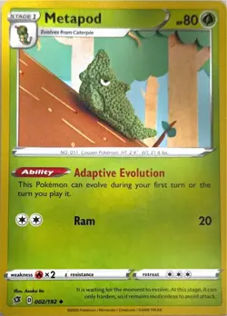 Pokemon Metapod 002/192 Uncommon Rebel Clash Regular Near Mint - Image 1