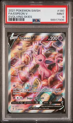 Espeon V Alternate Full Art #180 Evolving Skies 2021Pokemon PSA 9 - Image 1