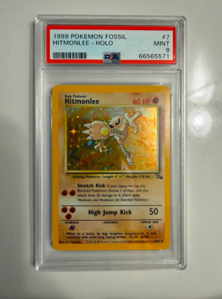 Pokemon Fossil 1999 Hitmonlee Holo Unlimited 7 PSA 9 Mint English - Image 2