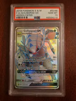 2019 POKEMON SUN & MOON HIDDEN FATES #SV48 FULL ART/GOLISOPOD GX PSA 10 - Image 1