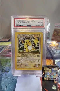 Pokemon TCG Lt. Surge's Raichu Holo 11/132 Gym Challenge PSA 8 HOLO BLEED! - Image 1