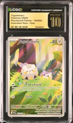 Pokemon Togedemaru IR Illustration Rare 104/94 Phantasmal Flames CGC 10 PRISTINE - Image 1
