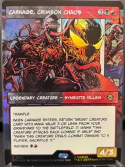 MTG Marvel Spider-Man Carnage, Crimson Chaos Borderless Foil (Rare) - Image 1