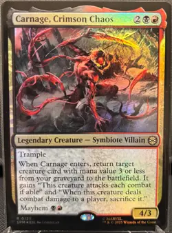 MTG Marvel Spider-Man Carnage, Crimson Chaos Foil (Rare) - Image 1