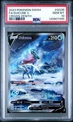 2023 Suicune v SWSH Crown Zenith Galarian Gallery GG38 Full Art Card PSA 10 - Image 1