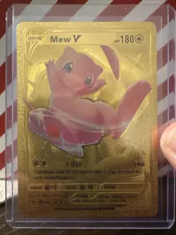 Pokemon Mew V Gold Foil Fan Art Collector Card - 180 HP - Image 1