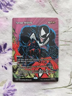 NM Borderless Savage Beating, MTG, Marvel's Spider-Man, Magic the Gathering, 26 - Image 1