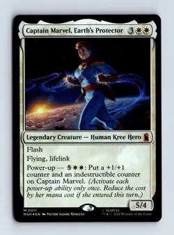 Captain Marvel, Earth's Protector (Foil) 0011 (M) MTG Marvel Super Heroes (MSH) - Image 1