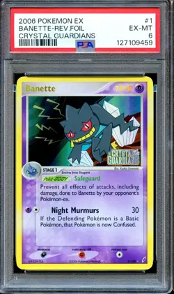 PSA 6 Banette 1/100 Reverse Foil Stamped Crystal Guardians Pokemon Card NM - Image 1