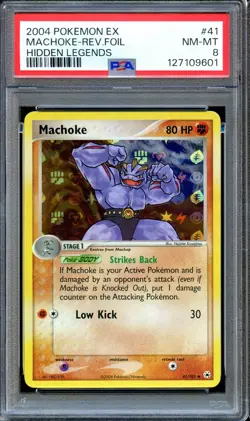 PSA 8 Machoke 41/101 Reverse Foil Hidden Legends EX Pokemon Card NEAR MINT - Image 1