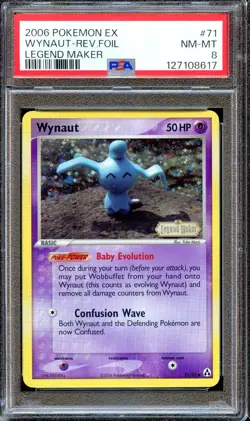 PSA 8 Wynaut 71/92 Reverse Foil Stamped EX Legend Maker Pokemon Card NM - Image 1