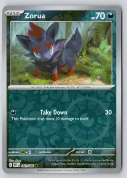Zorua 061/086 Common White Flare Reverse Holo Near Mint - Image 1