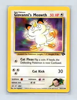 Giovanni's Meowth 74/132 Common Gym Challenge Pokemon Unlimited Lightly Played - Image 1