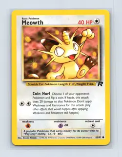 Meowth 62/82 Common Team Rocket Pokemon Unlimited Lightly Played - Image 1