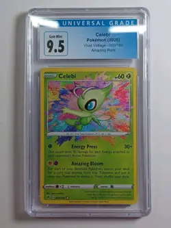 CGC 9.5 Celebi Amazing Rare Pokemon Vivid Voltage 009/185 Graded Card - Image 1