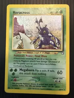Pokemon TCG Heracross Neo Genesis Holo Card 6/111 Unlimited Rare - Image 1