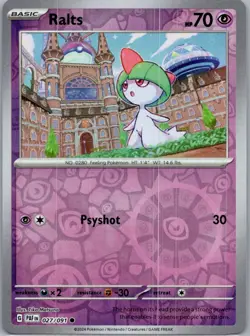 Pokemon Ralts SV: Paldean Fates 027/091 Near Mint NM Reverse Holo - Image 1