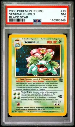2000 Pokemon Promo Venusaur Holo Black Star PSA 7 - Image 1