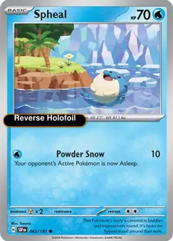 Pokemon Spheal - 043/191 043/191 SV08: Surging Sparks Reverse Holofoil - Image 1