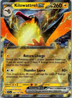 KILOWATTREL EX 068/191 DOUBLE RARE SURGING SPARKS POKEMON NM - Image 1
