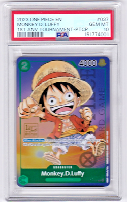 2023 ONE PIECE PROMO 1ST ANNIVERSARY TOURNAMENT MONKEY D. LUFFY PSA 10 - Image 1