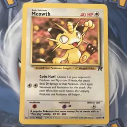 Pokemon TCG Meowth 62/82 Team Rocket Common Unlimited Regular English 1999 40 HP - Image 1