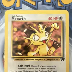 Pokemon TCG Meowth 62/82 Team Rocket Common Unlimited Regular English 1999 40 HP - Image 3