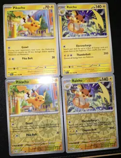 Pokemon Pikachu Raichu Reverse Holo & Normal – 62/193 & 64/193 Paldea Evolved NM - Image 1