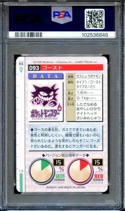 PSA 8 Haunter #93 Carddass Vending Bandai 1996 Japanese Pokemon Card Green - Image 2