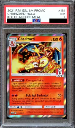 PSA 7 Charizard 181/SM-P Chaki KFC Indonesian Indonesia Promo Pokemon Card MINT - Image 1
