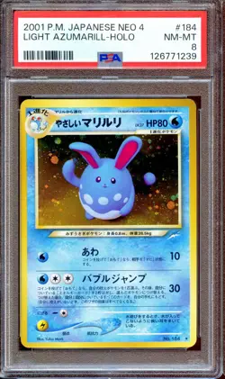 PSA 8 Light Azumarill Neo 4 #184 Destiny Japanese Pokemon Card Holo NEAR MINT - Image 1