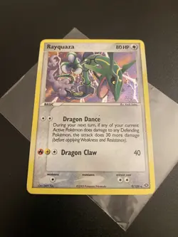 Rayquaza (9/106) EX Emerald Holo Rare Pokemon Card LP light crease bottom left - Image 1