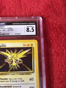 CGC 8.5 NM/MINT+ Zapdos 16/102 Base Set Holo Pokemon Card - Image 2