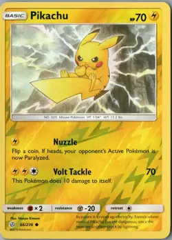 Pikachu Common SM - Cosmic Eclipse 66/236 NM Reverse Holo - Pokemon - Image 1