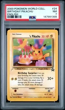 _____'S BIRTHDAY PIKACHU Black Star Promo #24 PSA 7 Vintage Pokemon - Image 1