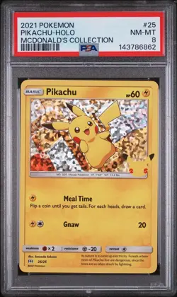 Pikachu Pokemon Celebrations 25th McDonalds Holo PSA 8 2021 - Image 1