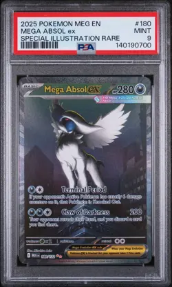 2025 Pokemon Mega Evolution Base #180 SIR Full Art Mega Absol ex PSA 9 Mint - Image 1