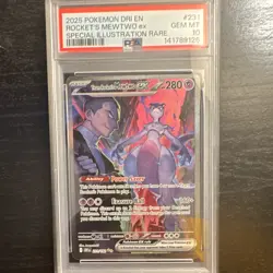 Pokemon TCG Rocket's Mewtwo ex #231 PSA 10 SIR Holo Sv10 Destined Rivals - Image 1