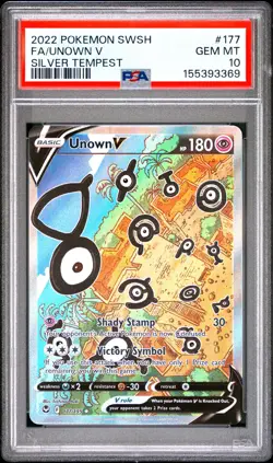 UNOWN V 177/195 SILVER TEMPEST POKEMON PSA 10 - Image 1