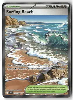 SURFING BEACH 114/086 ULTRA RARE CHAOS RISING POKEMON HOLO NEAR MINT - Image 1
