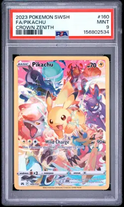2023 Pokemon SWSH Pikachu 160/159 Crown Zenith Full Art - PSA 9 Mint - Image 1