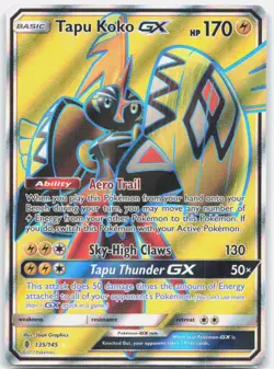 Tapu Koko GX (Full Art) 135/145 Holo Ultra Rare Guardians Rising Pokemon LP - Image 1