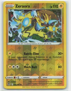 2022 Pokemon, Silver Tempest, #56/195 Zeraora, Reverse Holo Rare NM - Image 1
